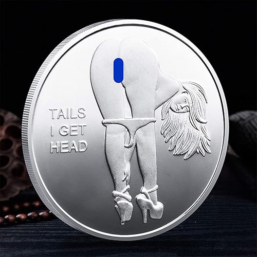 Vista 4 de Heads I Get Tail - Tails I Get Head Adulto Sexy Heads Tails Challenge Token Coin Lucky Coin Regalos divertidos para hombres mujeres Hasband novio