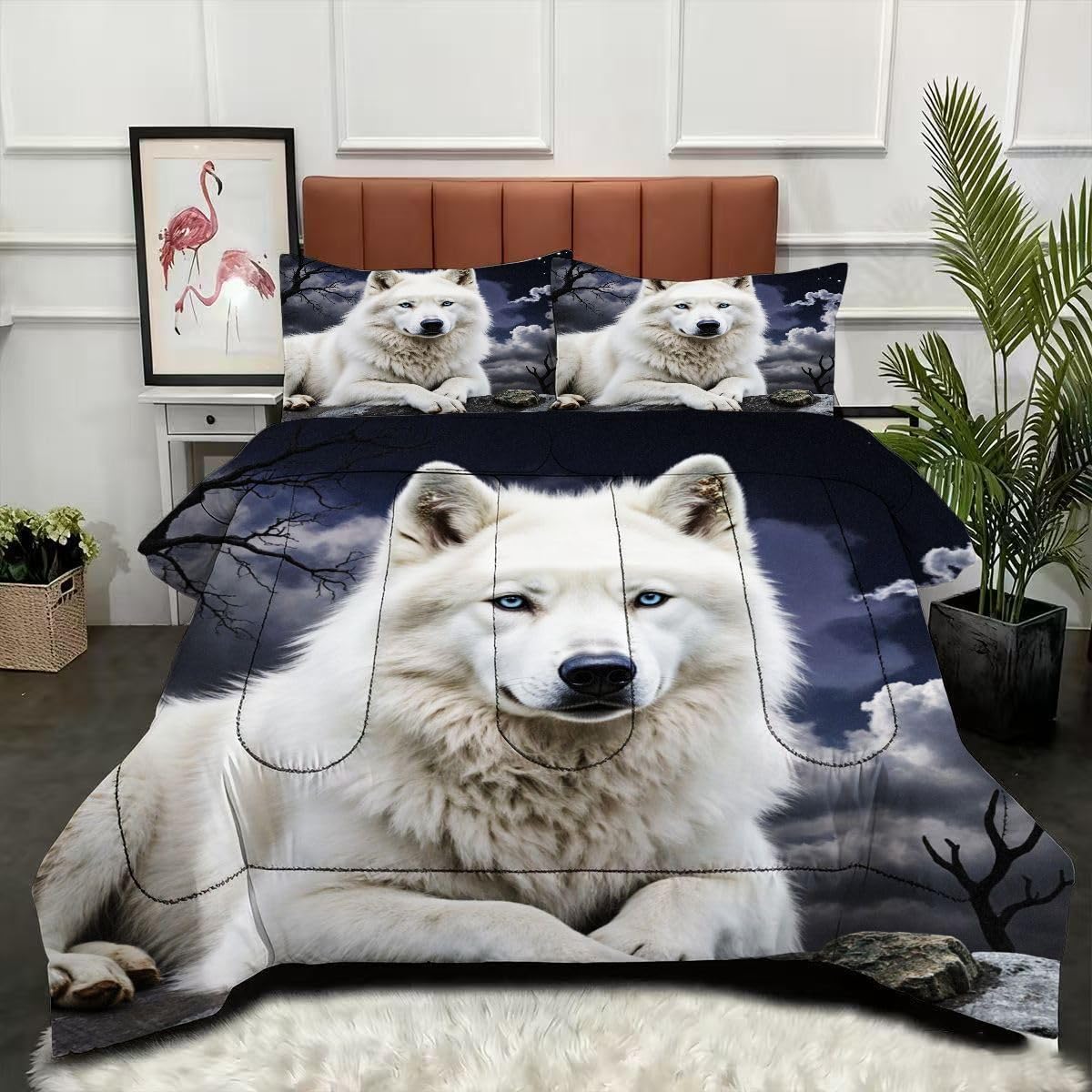 Couette 240 x 260 cm Loup Gris imprimé 3D pour des nuits cocooning en hiver