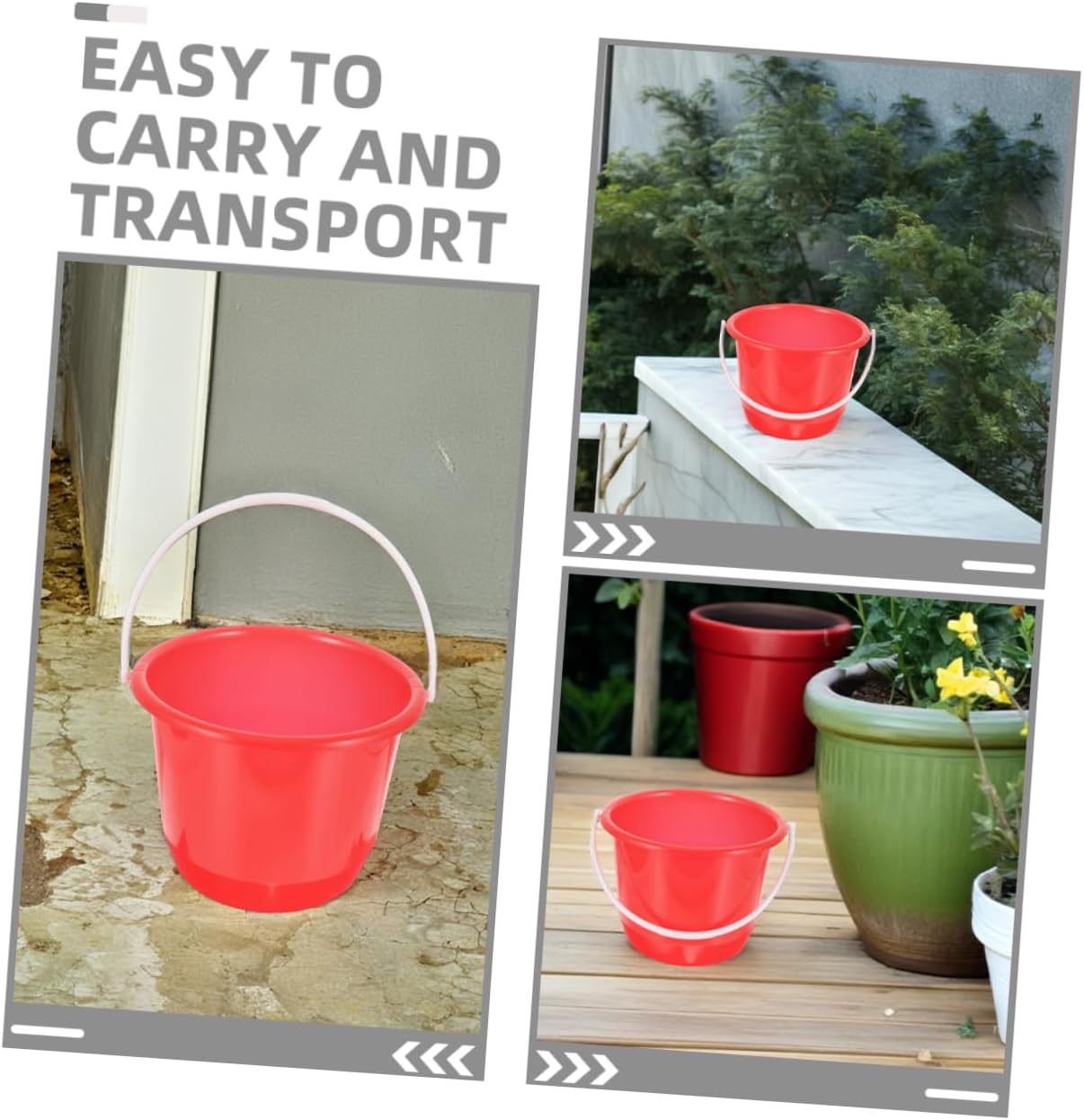 3pcs Plastic Garden Bucket with Handle Multipurpose Storage Pail for Home Cleaning Watering Plants Art Projects Portable Versatile for Gardening and