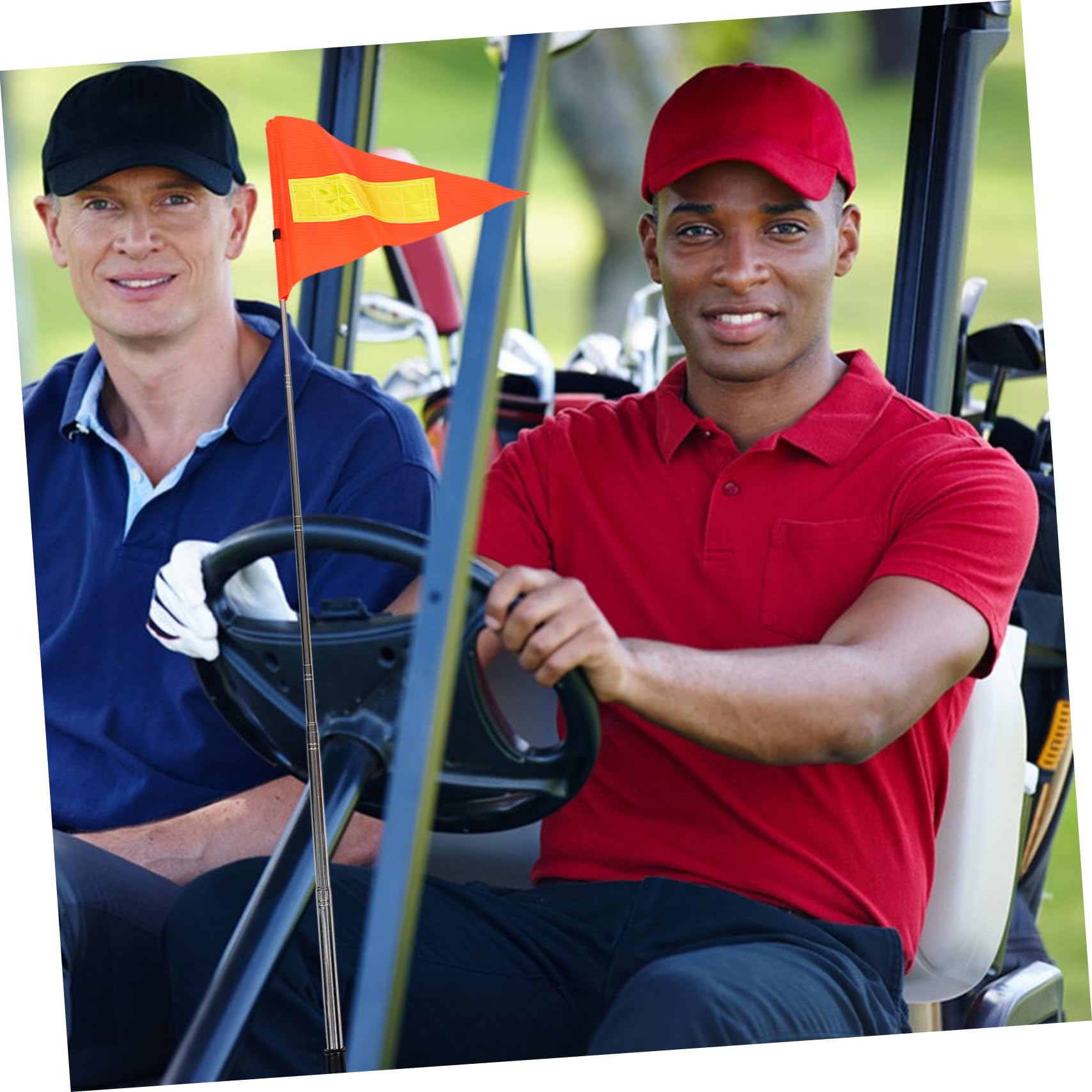 Didiseaon Fanion Rétractable Drapeau Pôle Réfléchissant Triangulaire Sécurité Golf Perche Télescopique Fibre De Verre Visibilité Ajustable Poteaux Acier Inoxydable Orange