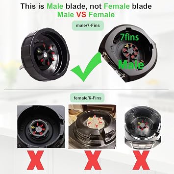 2-Pack Ninja Blender Replacement Parts, Ninja Blender Cups and Blades with to-Go Lids,7 Fins Extractor Blade, Ninja Blender Accessories for Ninja Bl2012/Bl487a/Bl492/Bl640/Nn100a/Nn101/Nn102