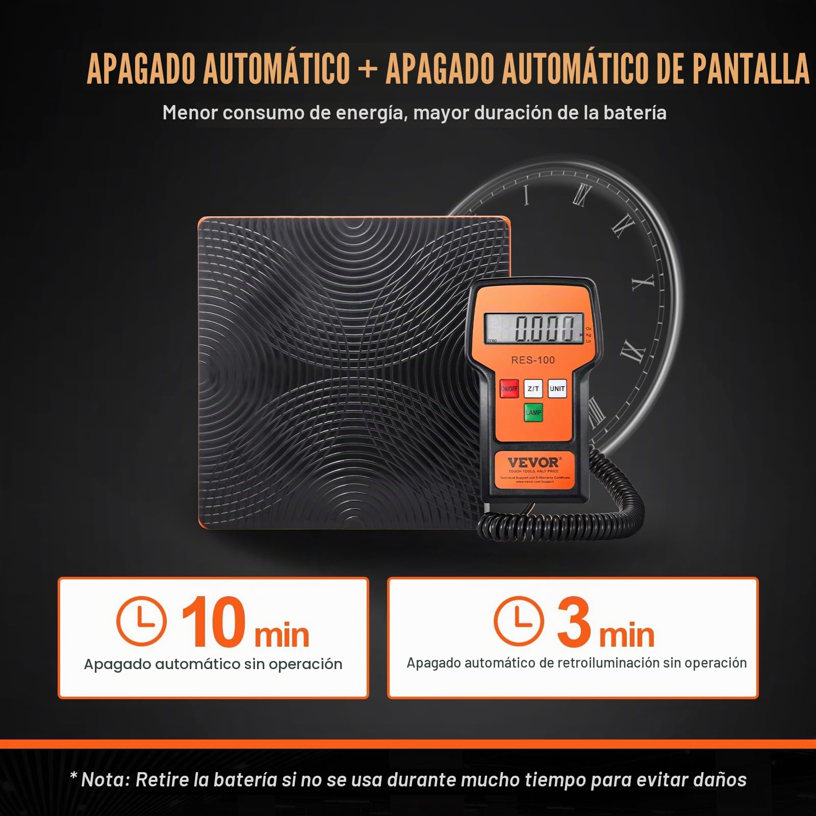 VEVOR Báscula de Refrigerante HVAC 100 kg Báscula de Carga de Refrigerante Freón con Control Remoto con Cable Báscula de Peso de Recuperación Digital Electrónica de Alta Precisión de 5 g con Estuche