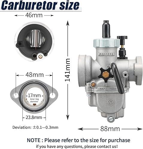 Miniatura 2 de NIBBI Carburador PE17mm para motor de motocicleta con brida de 80cc-100cc con jets de carburador para moto de cross, mini moto, Apollo moto de