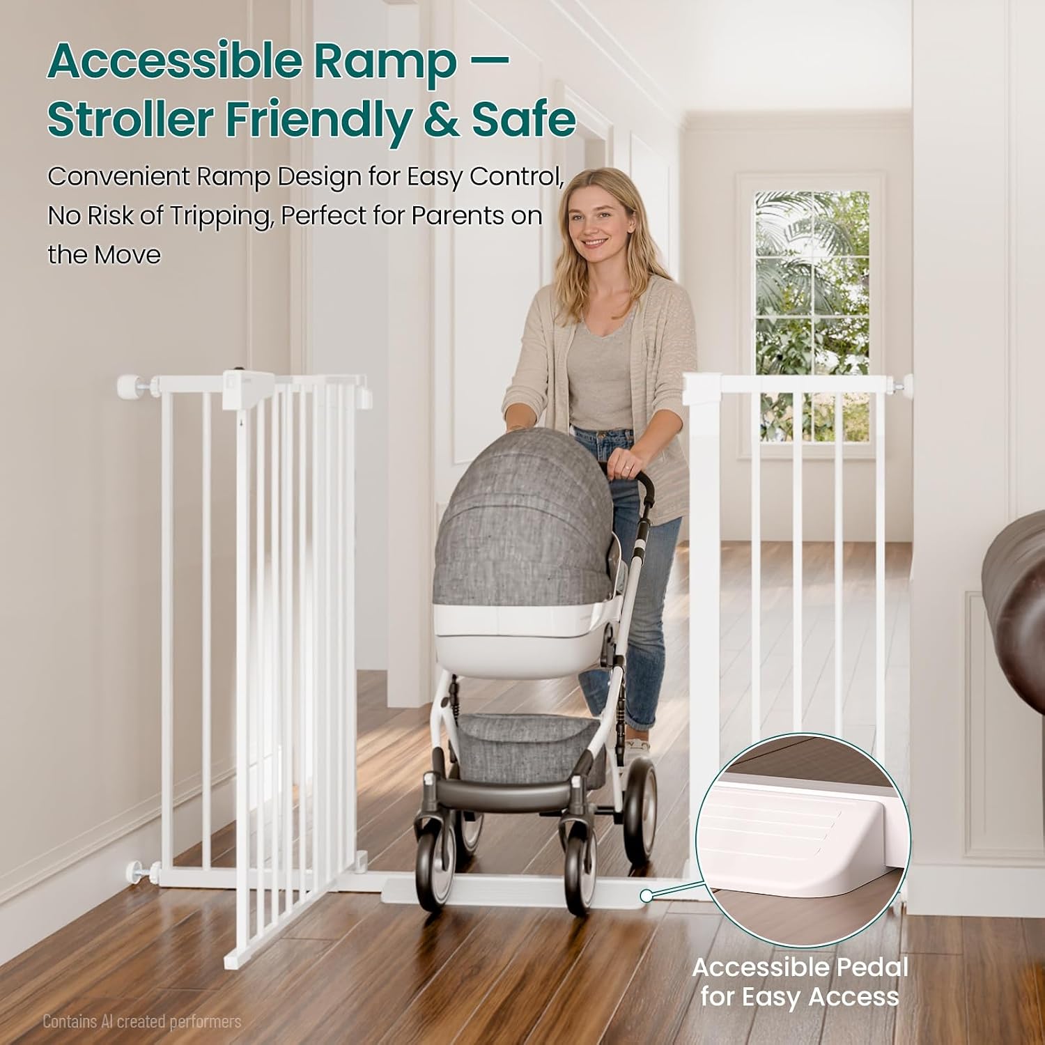 Cumbor 36 Extra Tall Baby Gate, 30-54 Wide Dog Gates for Large Dogs | Dual Lock & Auto Close Pet Gates for Stairs, Doorways & Hallways, Pressure Mounted Safety Proofing for Babies & Pets, White