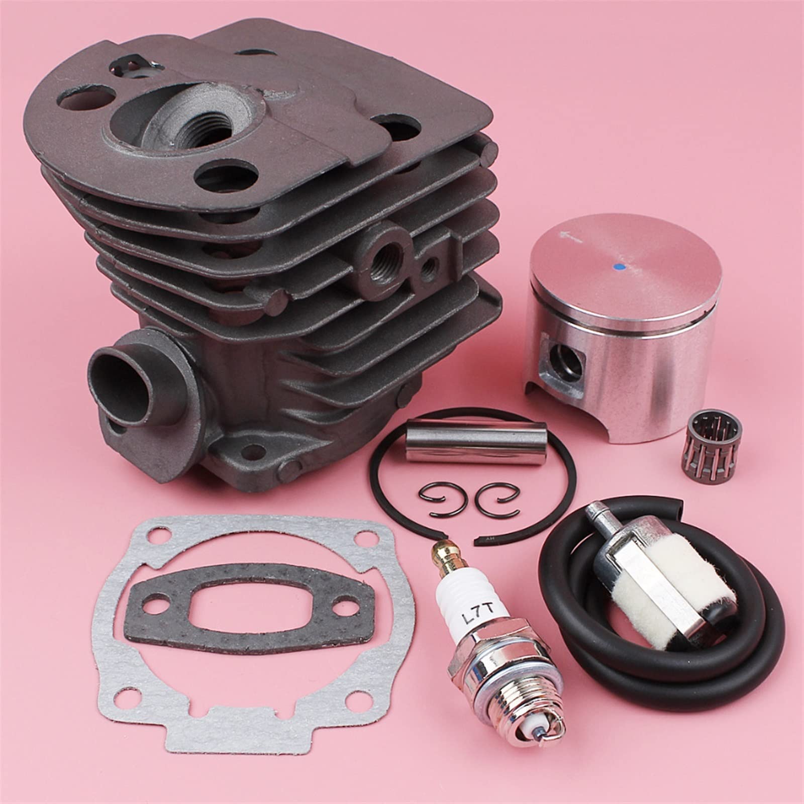 IWBR Kit de Junta de bujía de línea de Filtro de Combustible de pistón de Cilindro Apto for Husqvarna 55 51 Motosierra Herramienta de jardín Parte 46mm