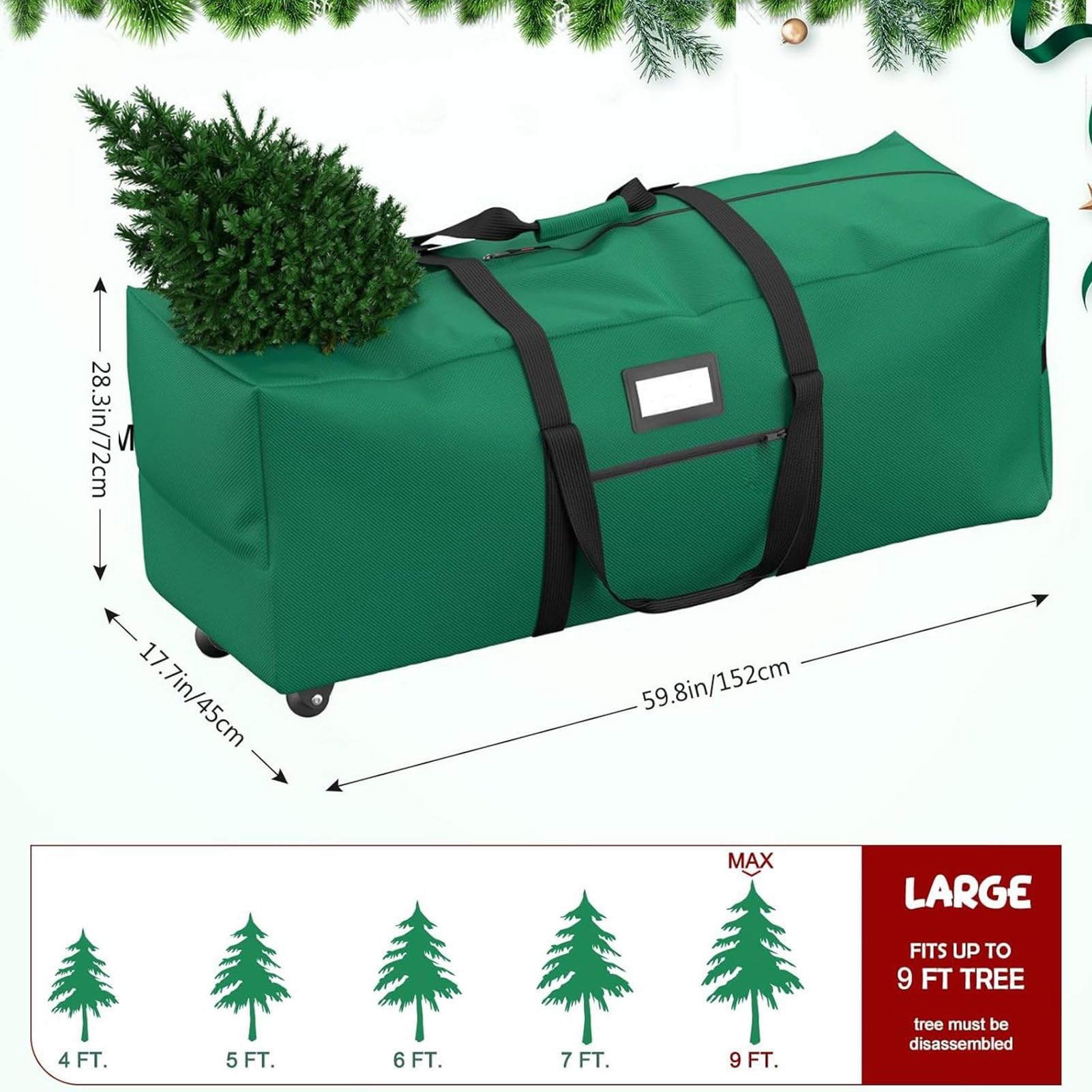 Borsa Per Albero Di Natale Borsa Resistente Strappo Per Decorazioni | Grande Contenitore Per Conservare Articoli Natalizi Per Esterno Cucina Camera Da Garage Trasloco Imballaggio Campegg