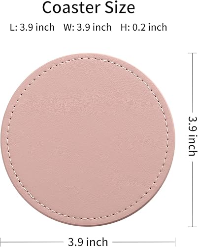 Miniatura 10 de CASEGRACE Juego de 6 posavasos con soporte de metal, posavasos absorbentes de piel sintética con base de corcho, juego de posavasos decorativos para