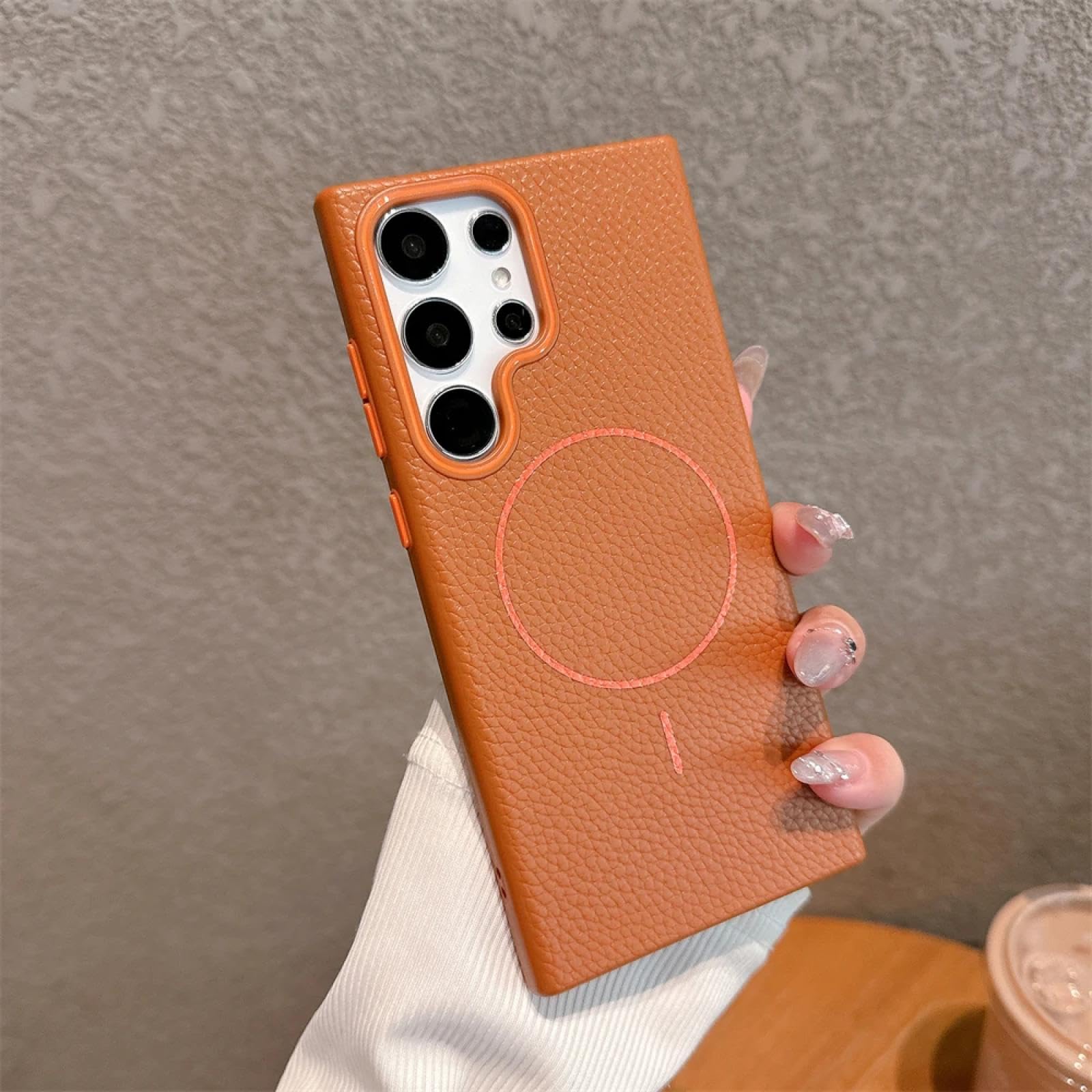 Coque Galaxy S23+ cuir orange style urbain protection chic - 6