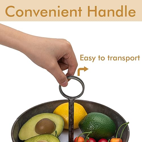 Miniatura 10 de FLORA Farmhouse - Bandeja galvanizada de 2 niveles con asa de transporte, bandeja de exhibición de metal rústico para cupcakes, postres y frutas,