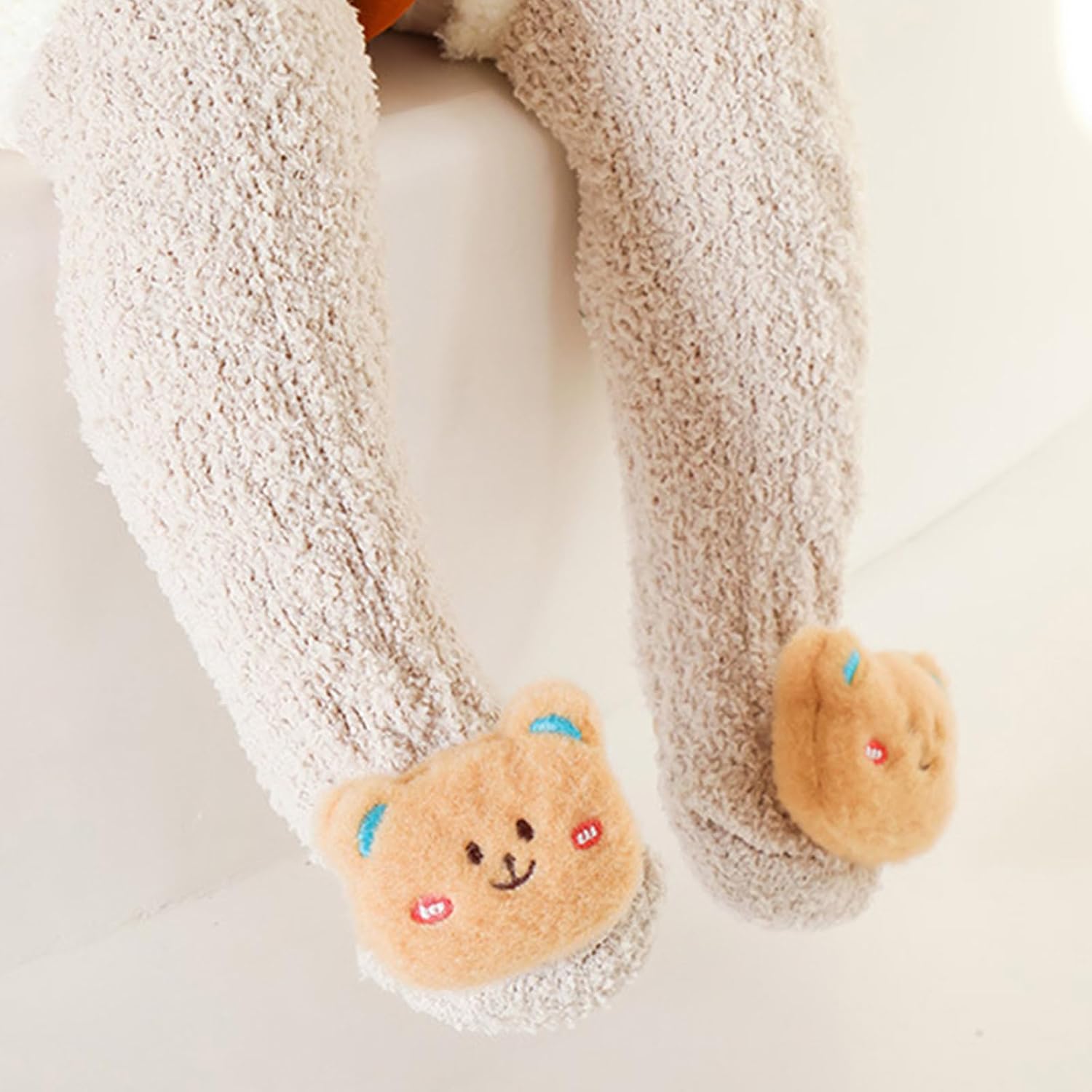 Newborns Long Tube Socks Soft and Warm Socks Coral Fleece Thickened Calf Length for 1-3 Years Girls