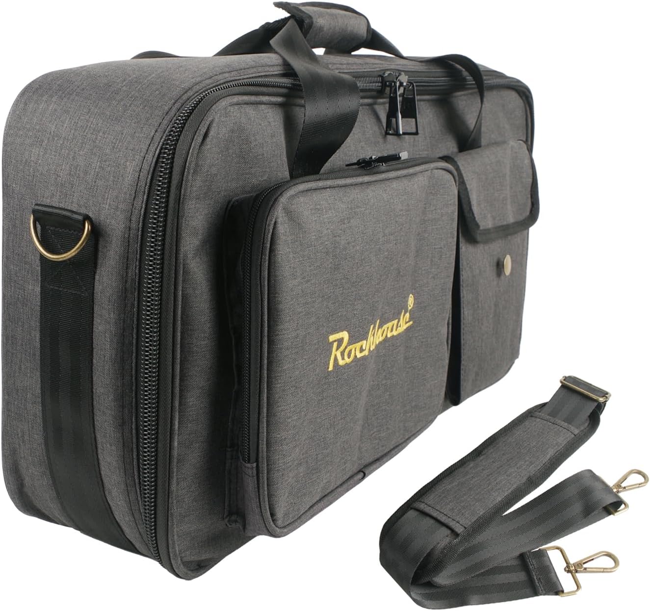 Rockhouse Multi-Effects Pedal Bag, DJ Equipment Carrying Case with Divider for Travel Gigs, Fits 21.26 x 10.23 x 3.93 inches (MEB-L)