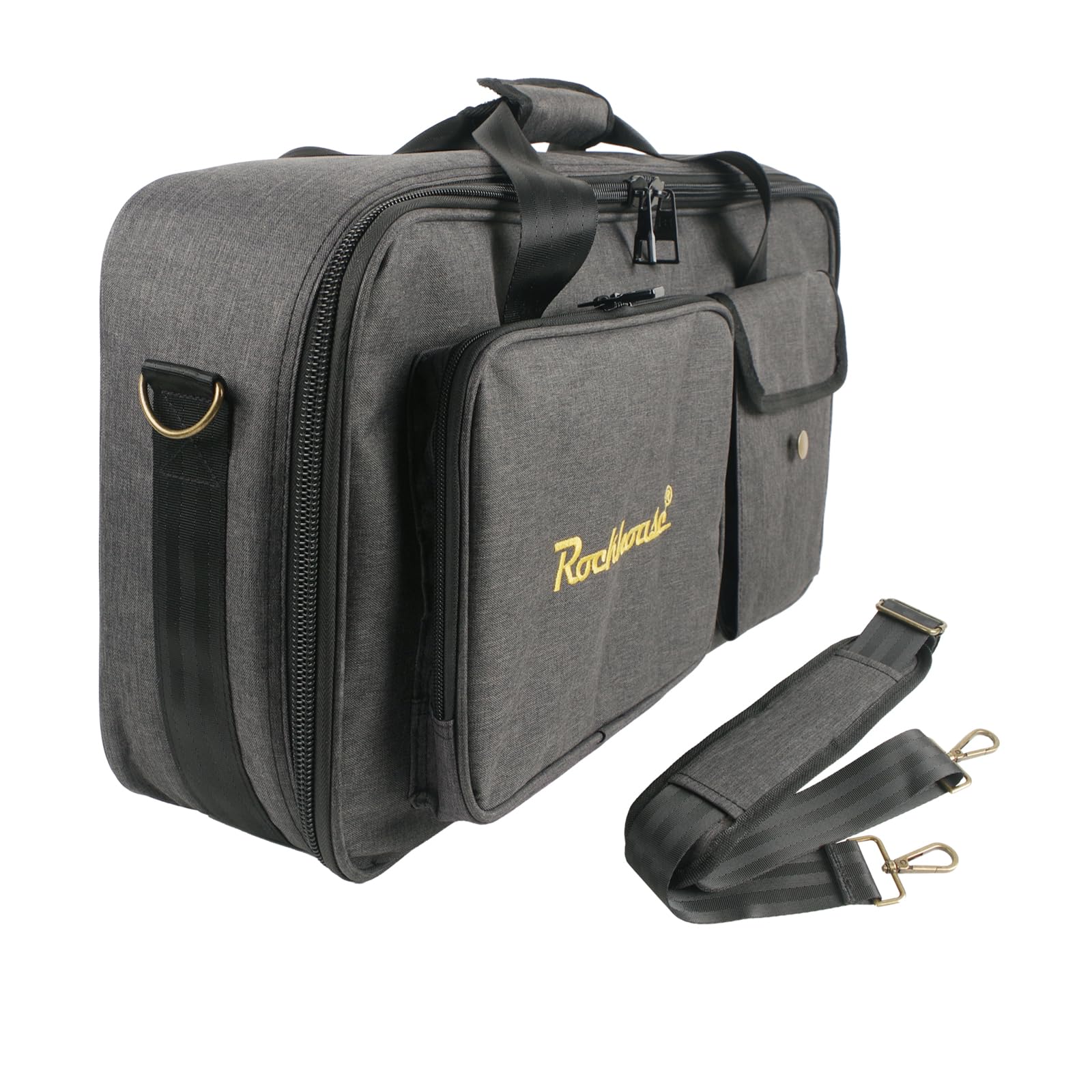Rockhouse Gepolsterte Tragetasche für Gitarren und Pedalboards (MEB-L) | Interne 54 x 26 x 10 cm, passend für Boss Line 6 Effektpedale, Reise-Gigbag mit Trennwand und Zubehörtasche, Musiker-Geschenk