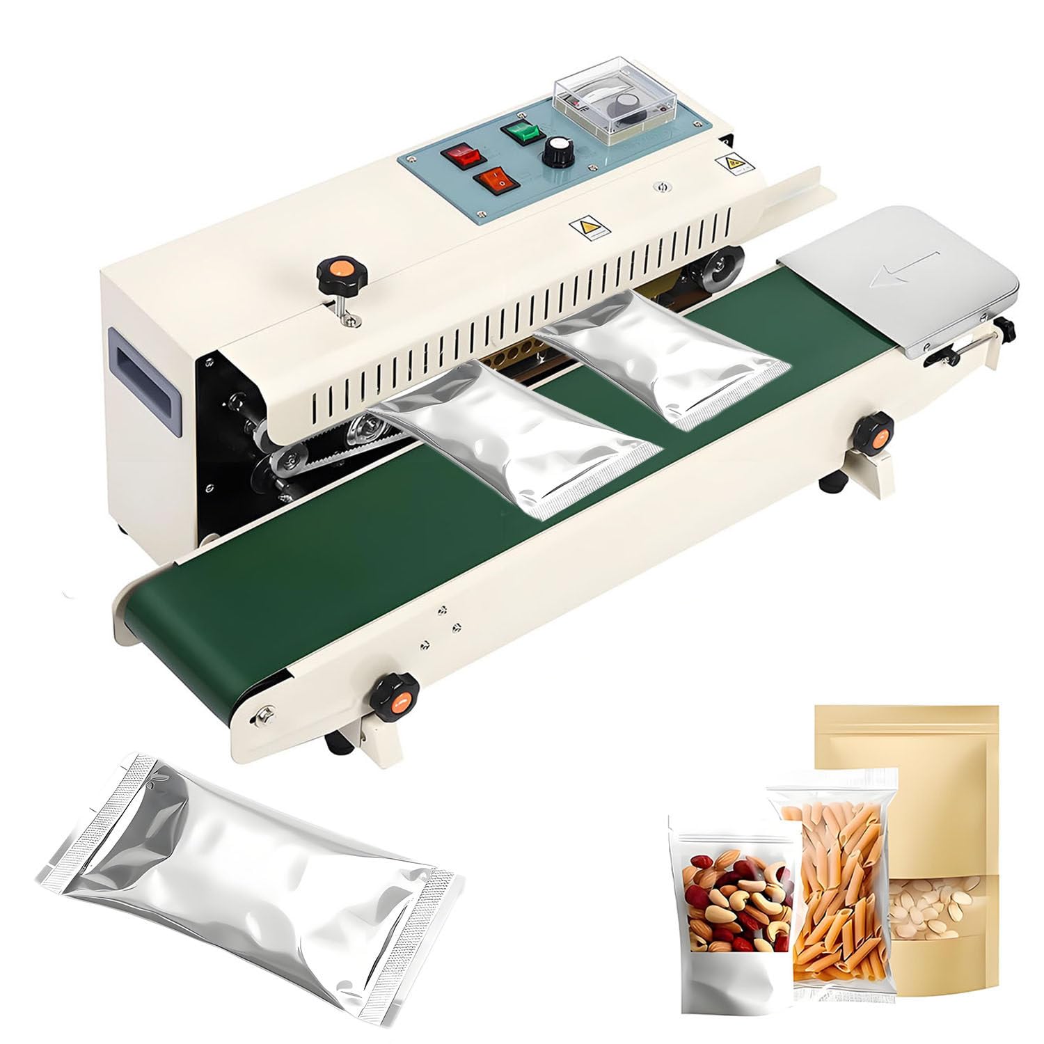 YXFAZPP FR-900 Automatic Continuous Sealing Machine, 750w Horizontal Continuous Plastic Bag Band Sealer Machine, For Household Commercial Packaging (110v)