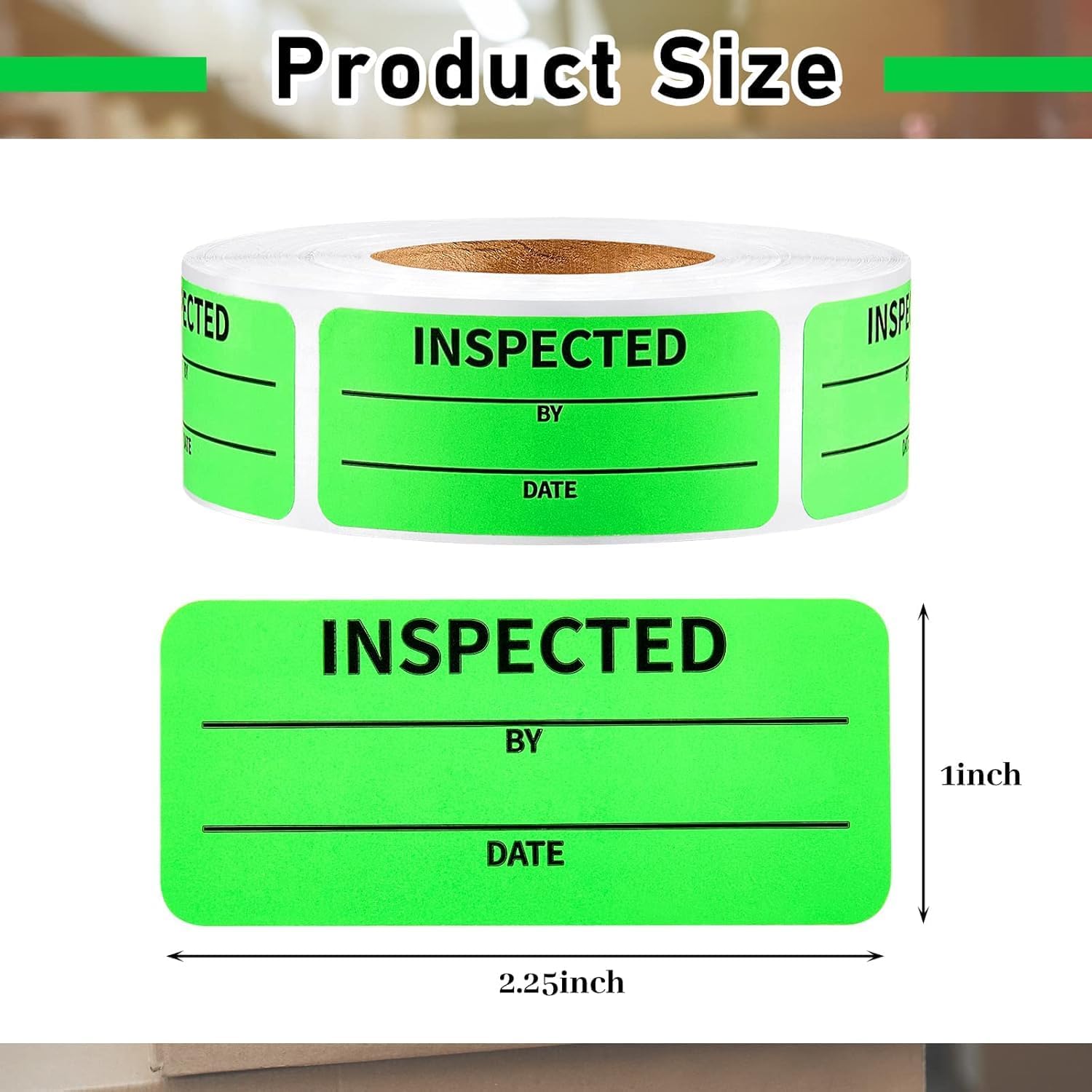 Gersoniel 1200 Pcs Quality Control Inventory Labels 1 X 2.25 Inch, Green
