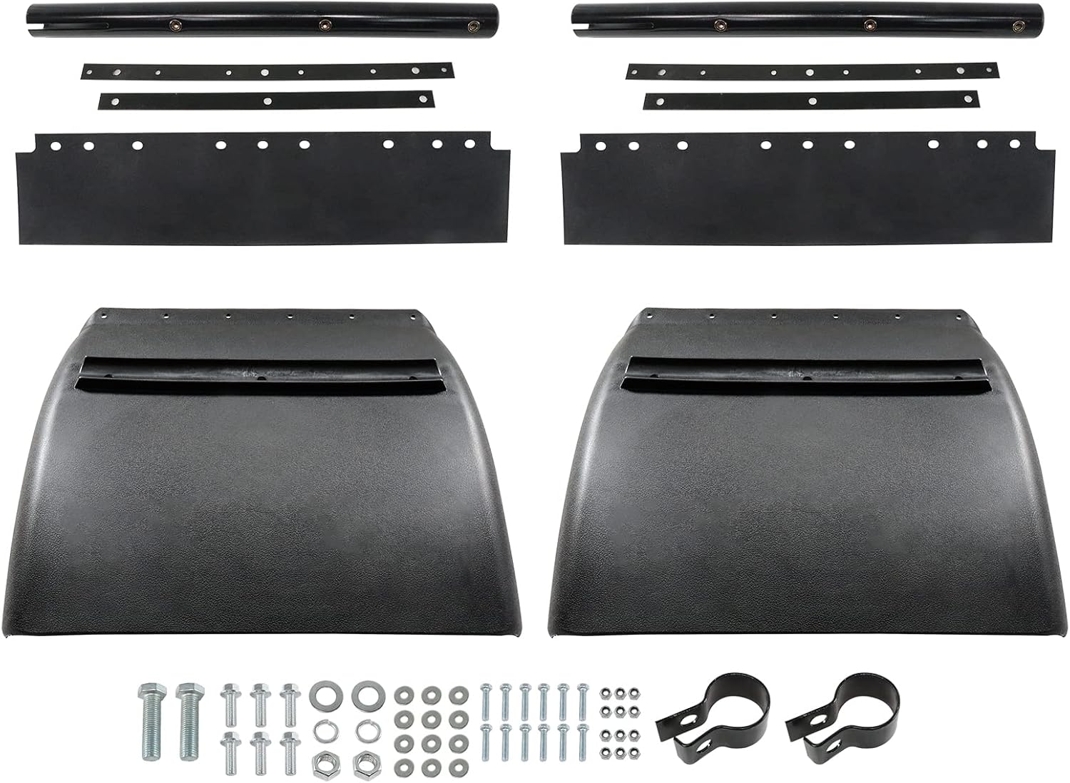 24" x 24" Stainless Stee Quarter Fenders For Semi Truck, Set of 2 Universal Heavy Duty Black Quarter Fenders with Mounting Hardware