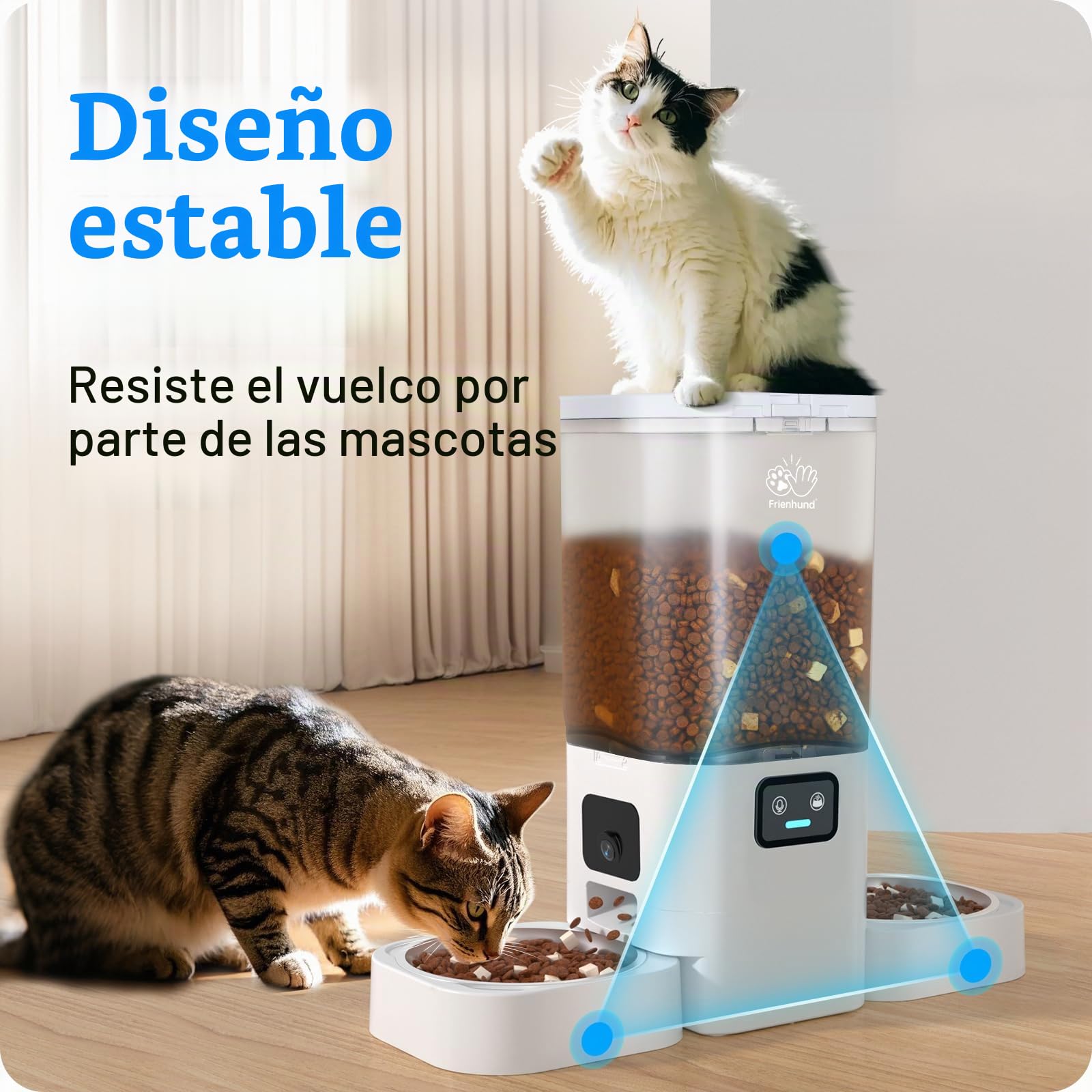 Comedero automático para Gatos con Doble cámara: dispensador automático Doble de 7 litros con visión Nocturna para 2 Gatos