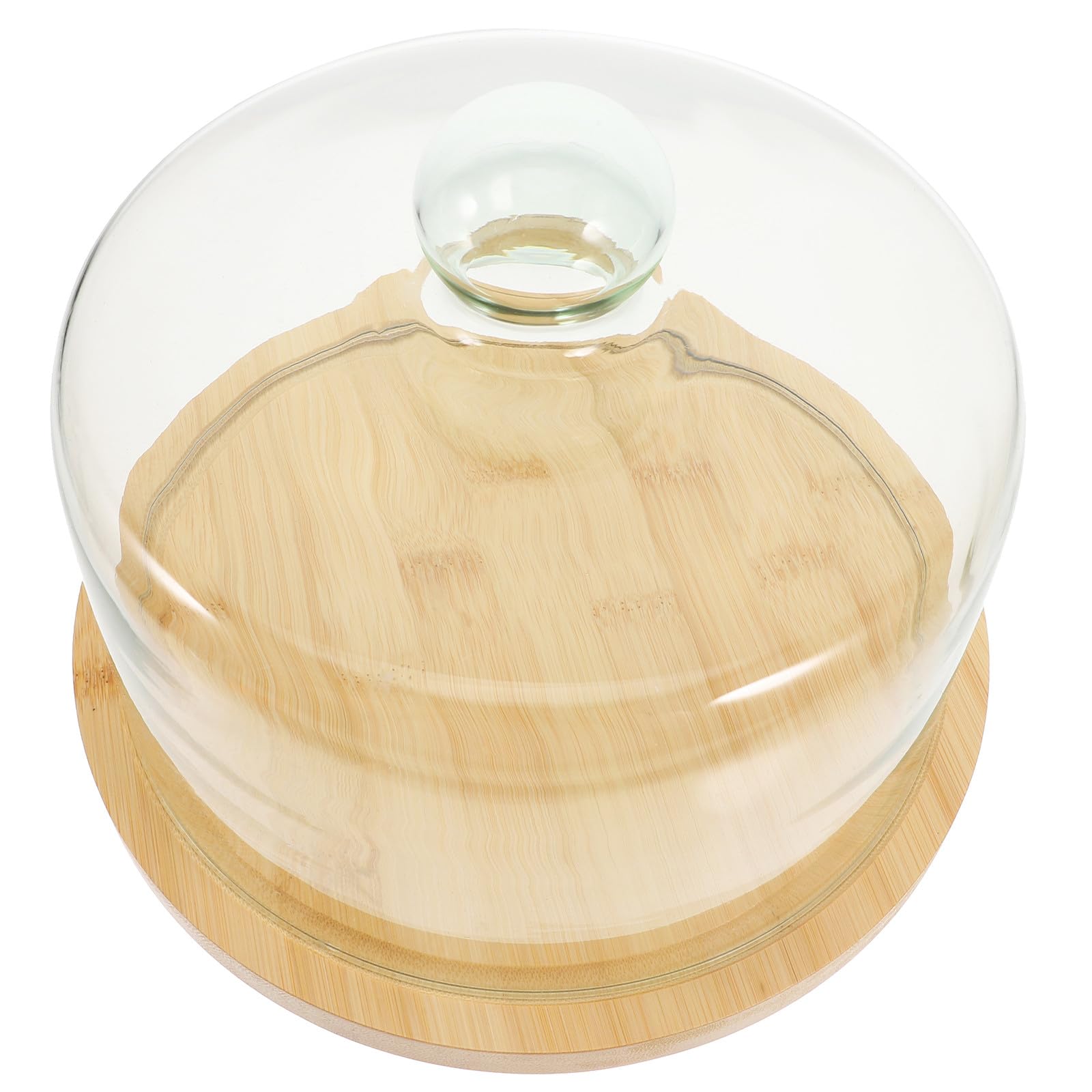 SECFOU Cloche à Gâteau la Poussière en Verre Transparent avec Plateau Khaki, Couverture Alimentaire Sécurisée pour Buffet et Fêtes d'anniversaire
