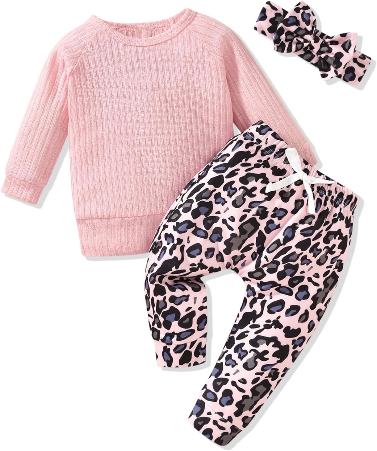 HINTINA Infant Baby Girl Knit Pullover Long Sleeve Sweater Outfits Fall Winter Clothes Clothing Set