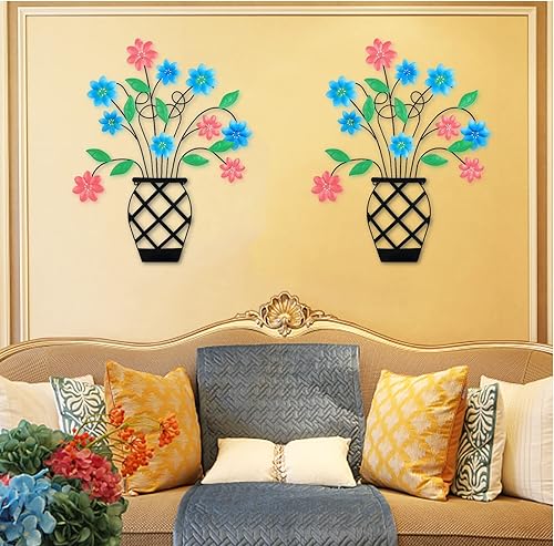 Miniatura 5 de WTXRHW Arte de pared de metal, decoración de pared de metal con flores, 23 x 19 pulgadas, esculturas de pared de cocina personalizadas para baño,