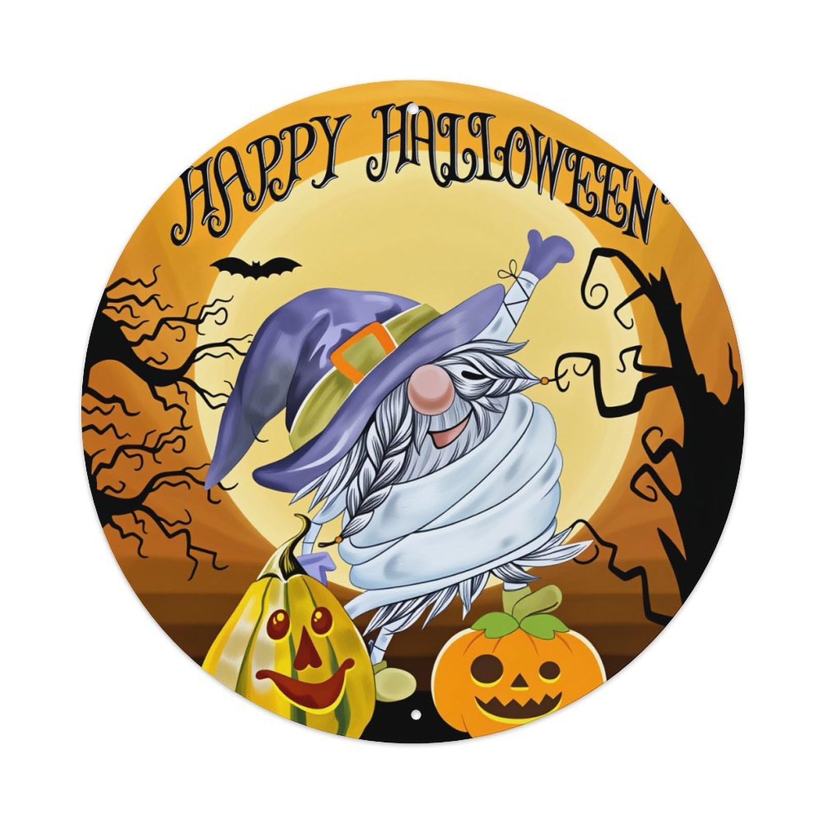 Happy Halloween Witch Pumpkin Bat Metal Tin Sign Vintage Garden Bedroom Cafe Bar Man Cave Home Wall Decor Metal Poster 8x8 inches