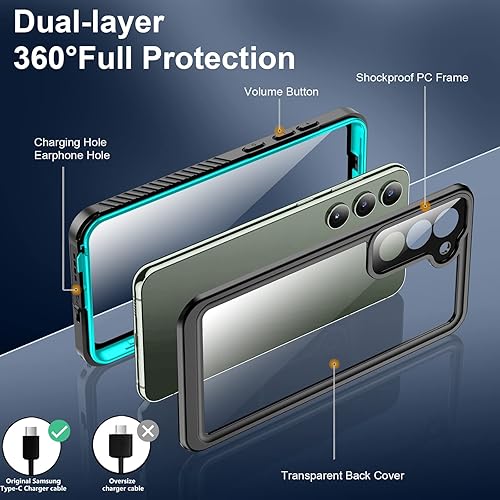 Miniatura 6 de SPIDERCASE Diseñada para Samsung Galaxy S23, protector de pantalla integrado impermeable [12 pies a prueba de golpes militar] IP68 impermeable de