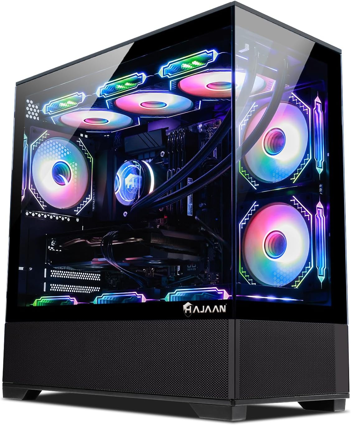 HAJAAN SuperX Gaming Desktop - Liquid Cooled Intel i7 13700F 16-Core Processor, 32GB DDR4-3200 Memory, GeForce RTX 4060 Ti 8GB GDDR6 Graphics, 1TB NVMe M.2 SSD, WiFi, Windows 11 Pro