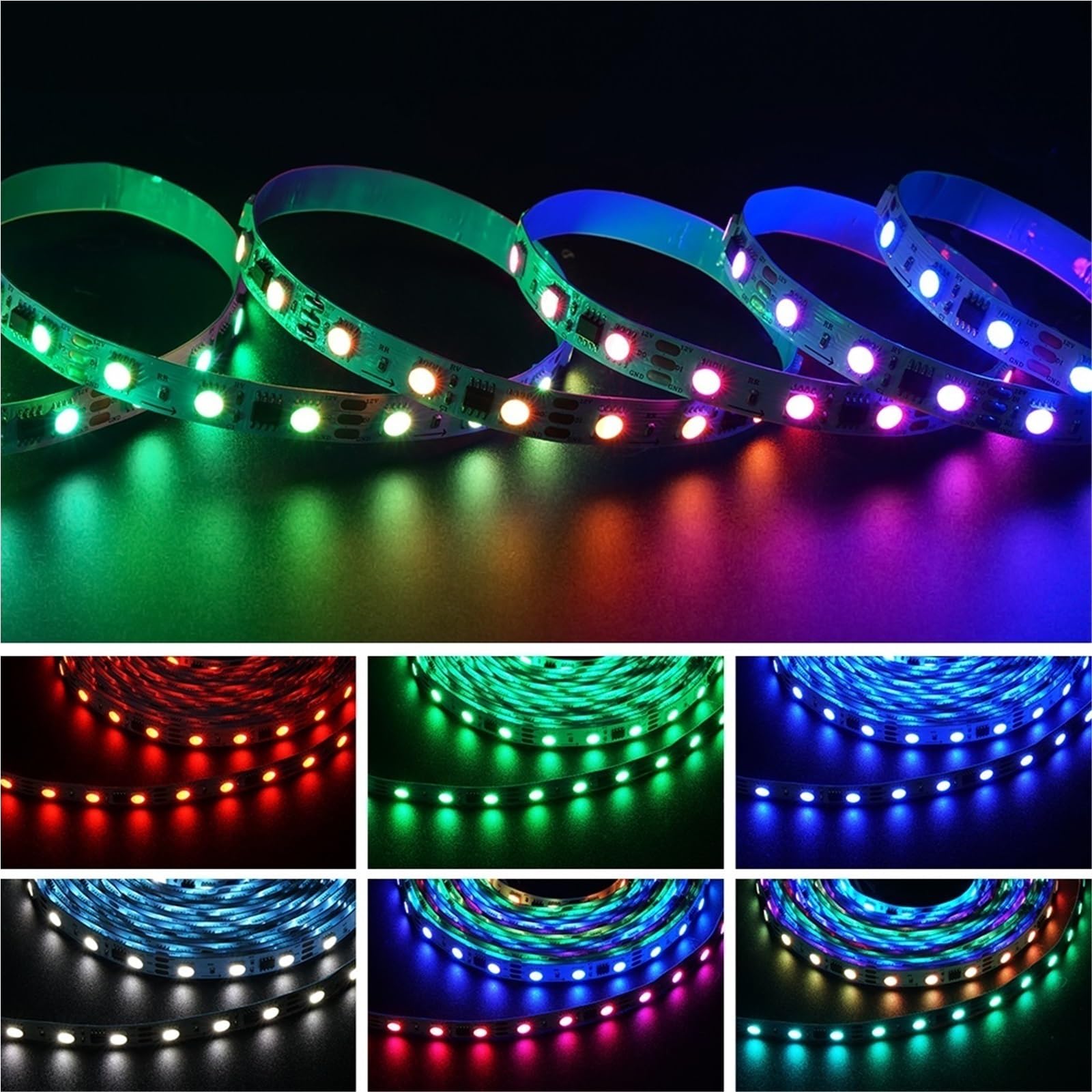 Bande Lumineuse LED 4 en 1, similaire à SK6812 RGBW, Pixels adressables, WS2814, DC12V, 24V, WS2811, RGBWW, RGBCW 5050, 3 Broches, IP30, 65, 67(B PCB,DC24V 5M 300LEDS_RGB WW IP65)