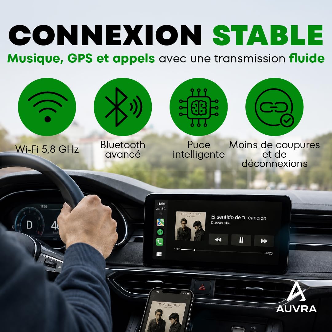 Carplay sans Fil pour Voiture Adaptateur Android Apple Bluetooth WiFi USB C Mini Car Play 2026 Auto Wireless Connexion Stable Accessoire Interieur SwiftLink SE Max