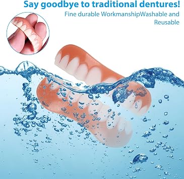 Fake Teeth Snap on Veneers Teeth, 2 Pairs Veneers Snap in Teeth, Temporary Tooth Teeth Veneers Upper And Lower Confidence in Minutes at Home [Energy Class A]