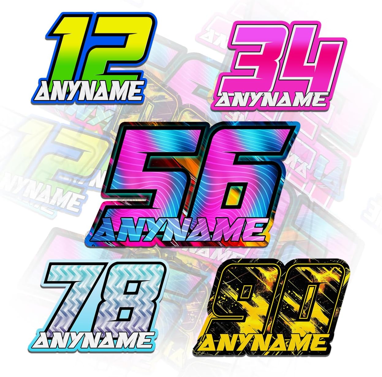 Custom Racing Team Name Sticker Personalized Racing Name Number Text Cars Bumper