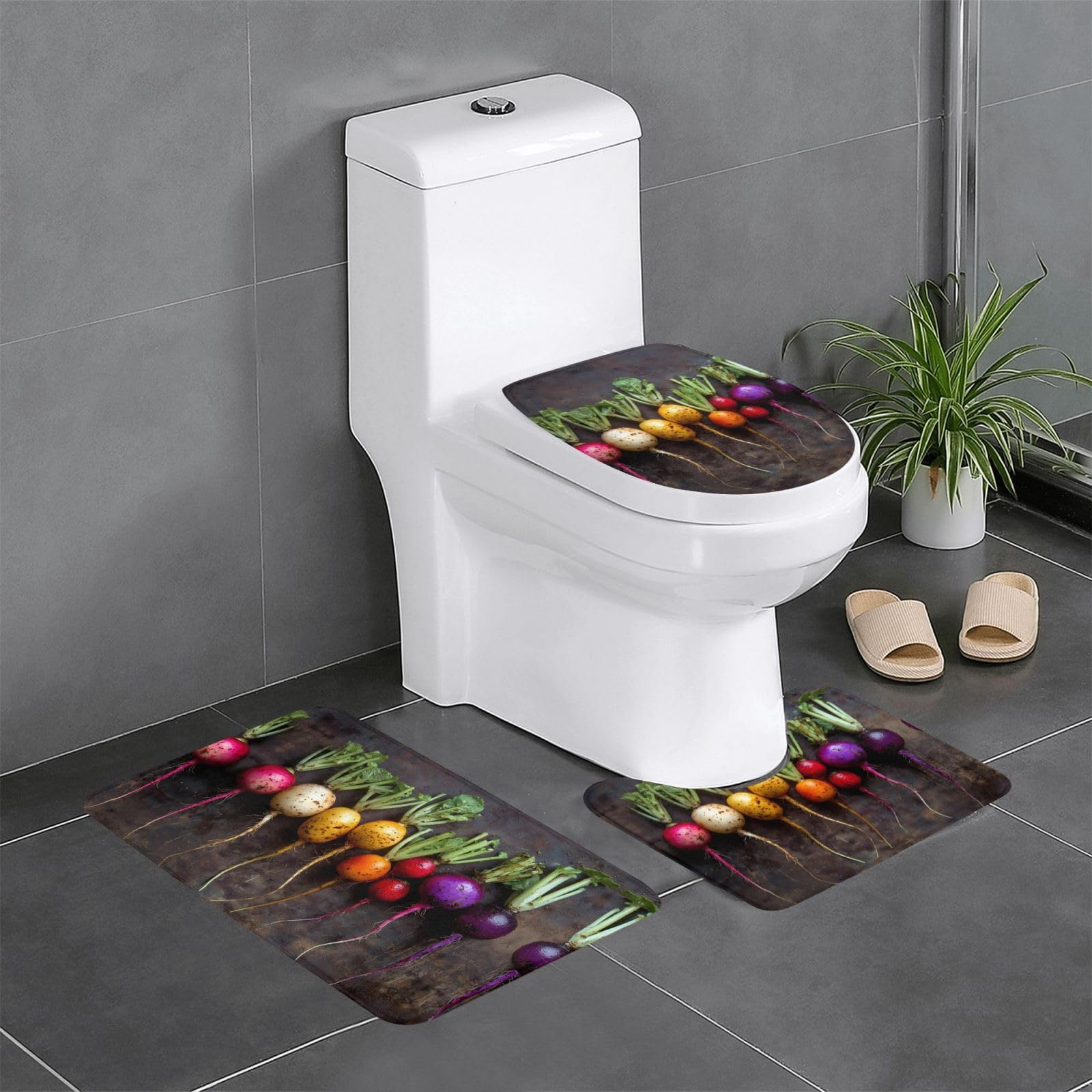 Tapis de salle de bain antidérapants WHJDPP avec motif radis colorés