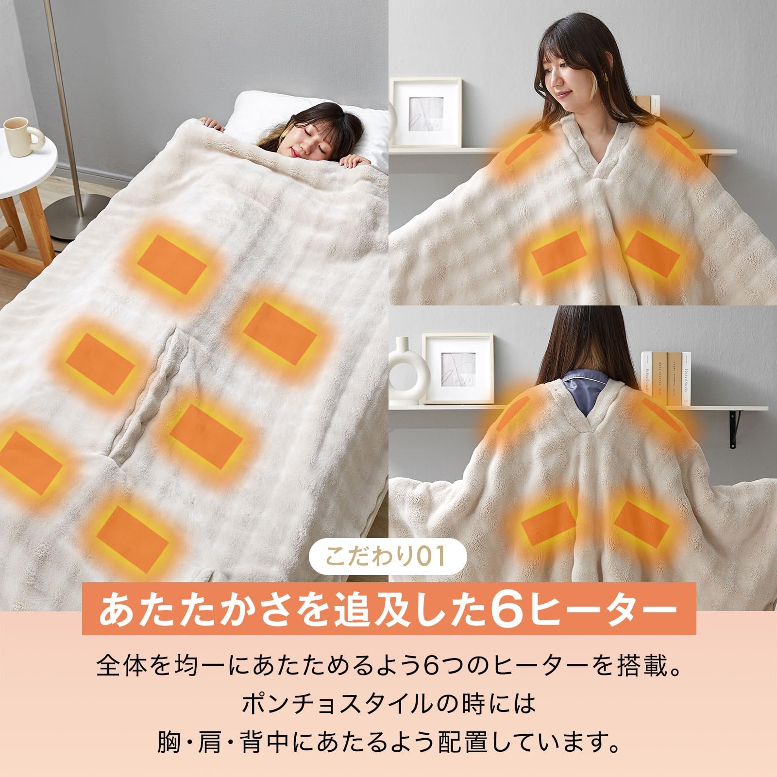 Amazon.co.jp : groony グルーニー 電気ブランケット 冬 4WAY仕様 電気