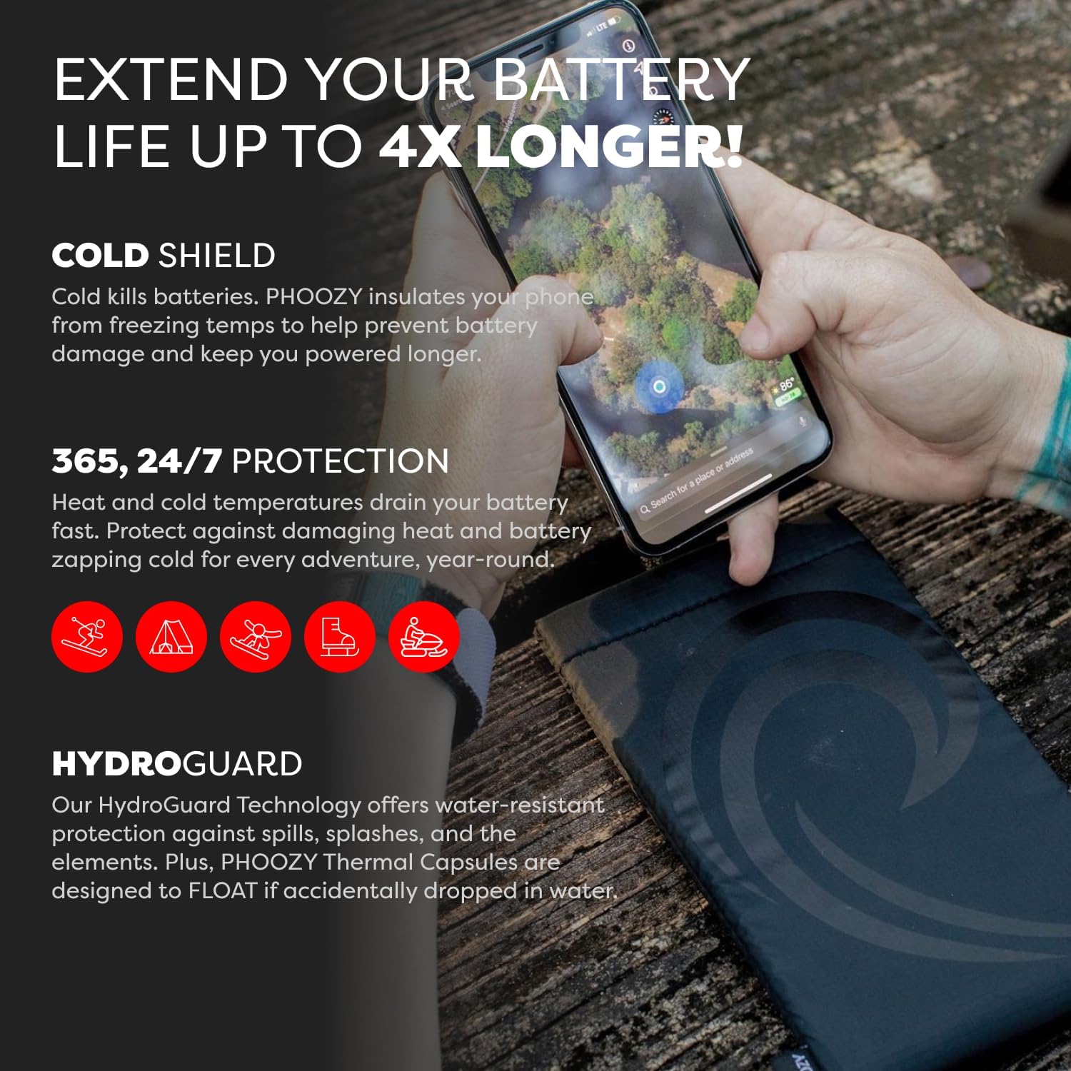 PHOOZY Apollo II Thermal Phone Case with NASA-Derived Technology - Extends Battery Life 4X in Cold Weather and Heat - Military Grade 8-Foot Drop Protection Insulated Pouch - Medium Black