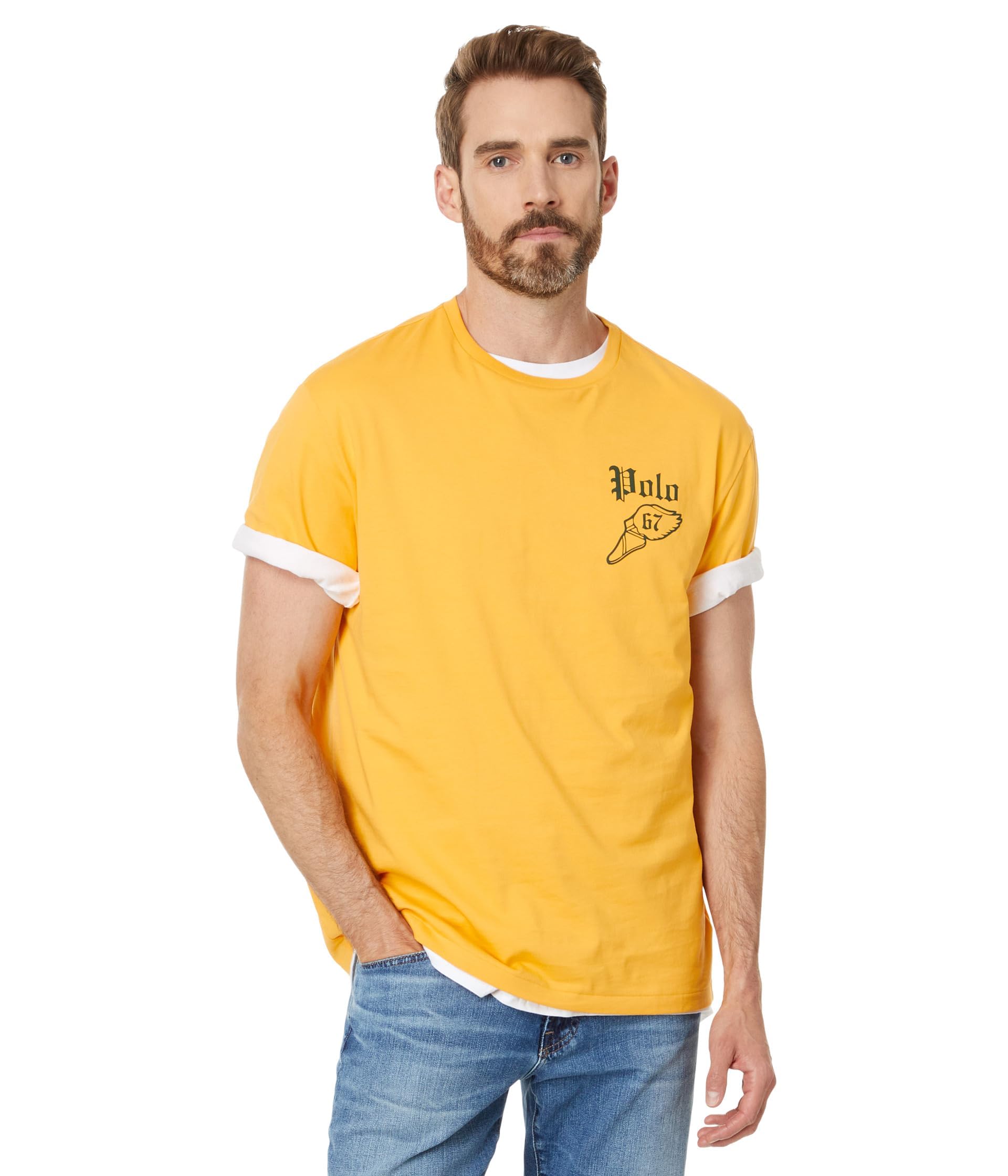 Polo Ralph Lauren Men's Classic Fit Jersey Graphic T-Shirt XX-Large Gold Bugle