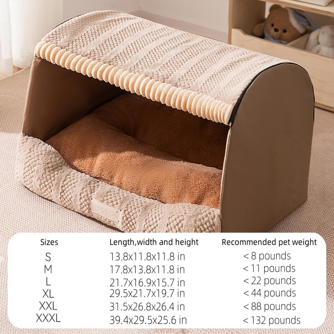 Extra große Hundehütte für den Innenbereich, Memory-Schwamm, gemütliches Hundebett, Haustierschlafhaus, Hundehöhle für Hunde, Katzen (Khaki, XL)