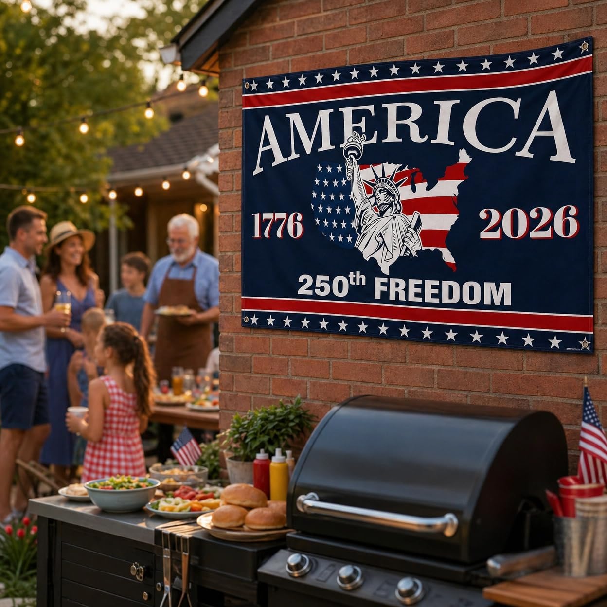 250th Anniversary USA Flag 3x5 Ft Single Sided, 1776-2026 America 250 Commemorative House Flag, Heavy Duty Outdoor Patriotic Banner with Brass Grommets, UV Fade Resistant for Yard Garden Decor (04)