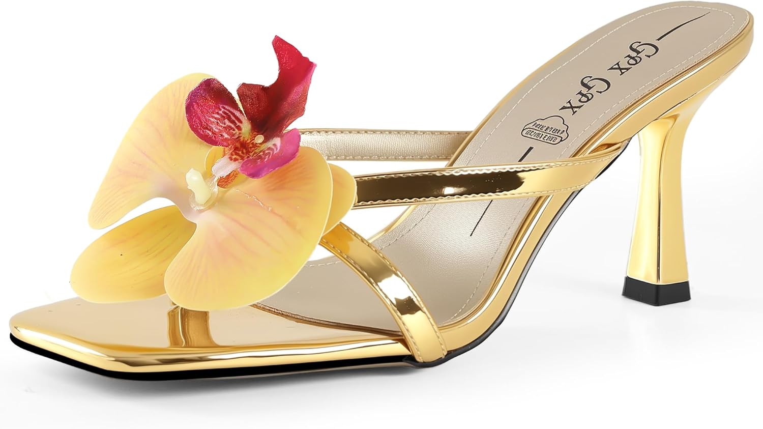 Women's Flower Kitten Heels Slide Sandals Comfortable Slip On Open Toe Summer Weddings Parties Beach Floral Heels Sandals