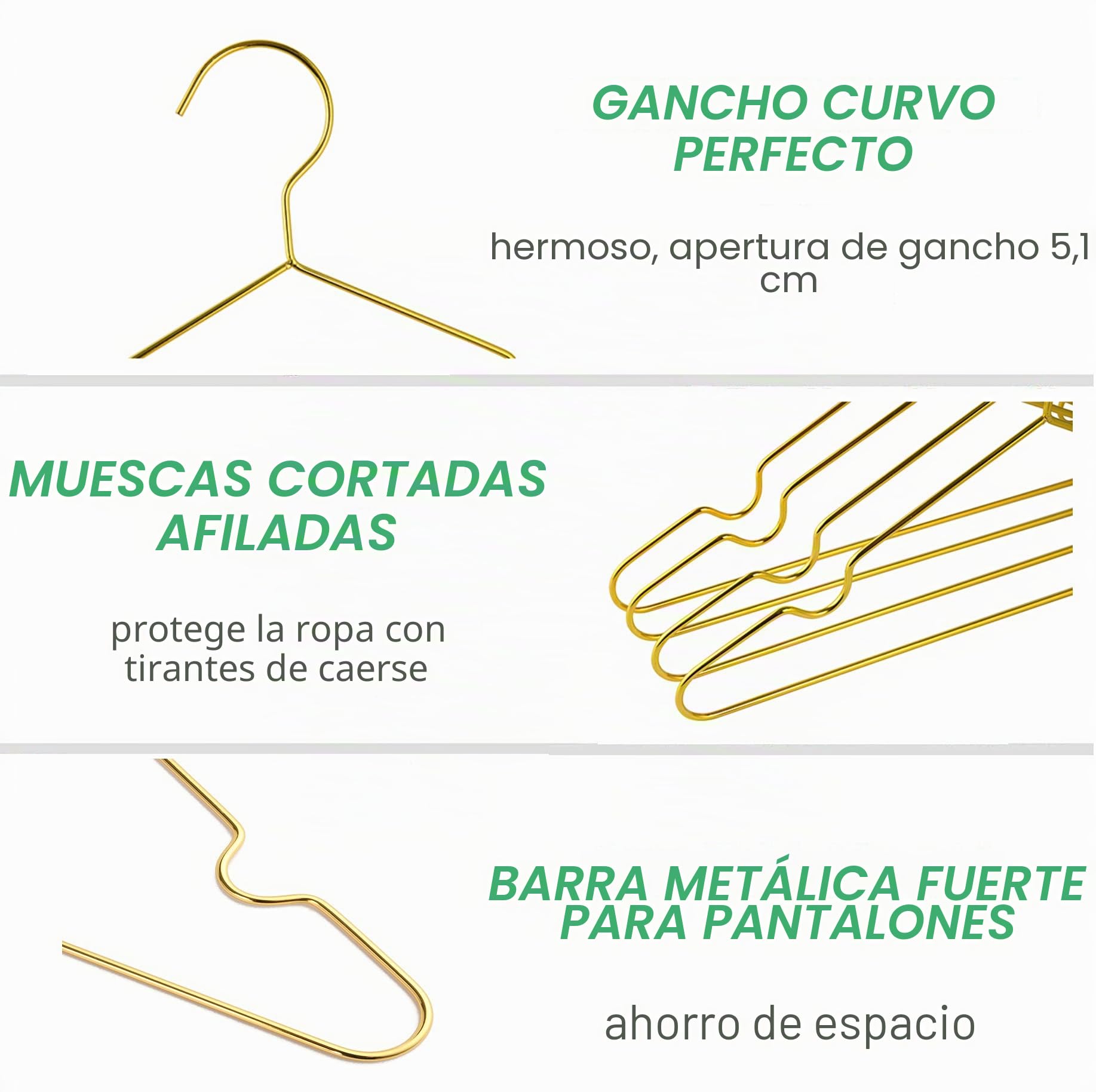 Amber Home - Paquete de 20 perchas metal resistente, 30,5 cm, ahorro de espacio, para ropa de niños pequeños, abrigos y pantalones, dorado
