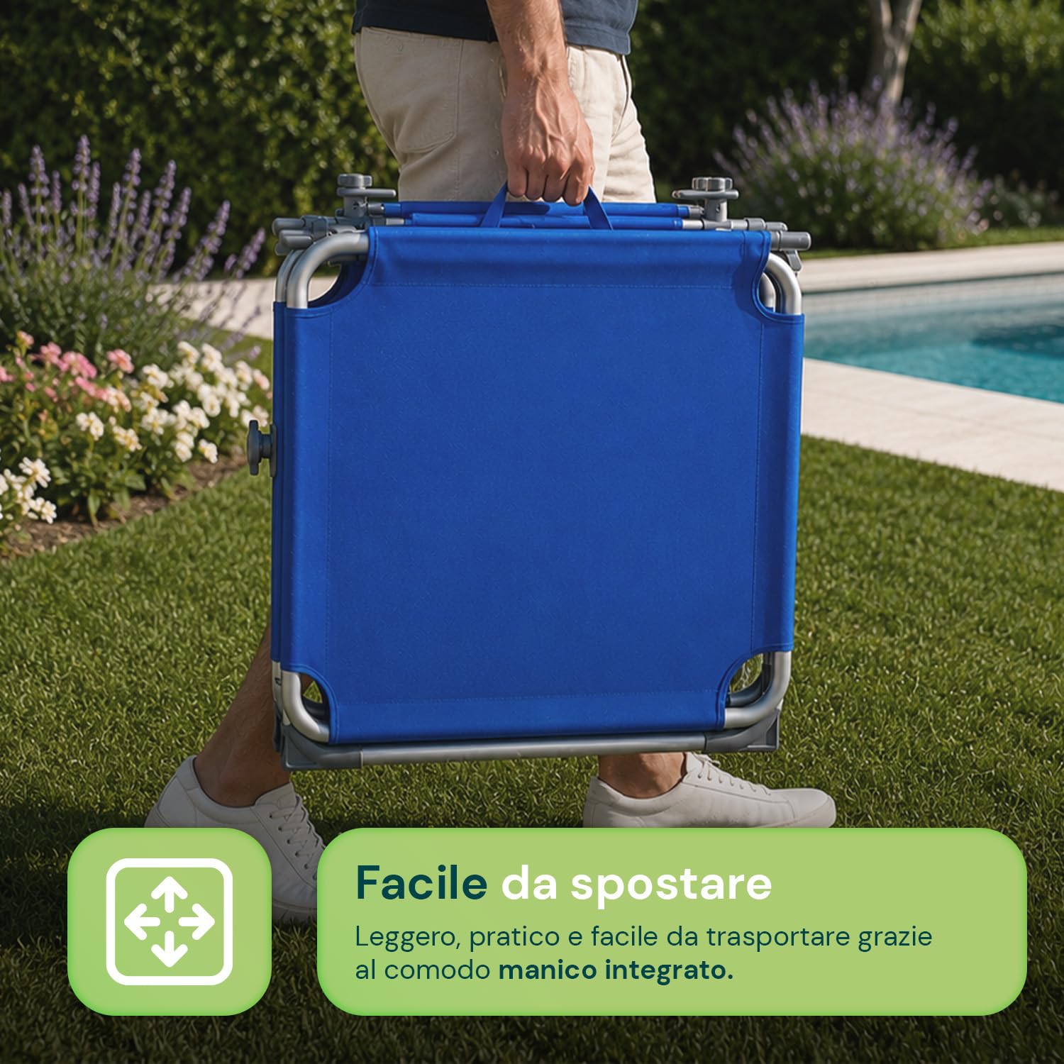 Avilia - Lettino Prendisole Pieghevole con Parasole 360° – Alluminio, Tessuto Oxford, 100 kg | Lettino Prendisole Reclinabile 0-60°, Traspirante, L54×P185×A24 cm – Chiuso L54×P17×A70 cm