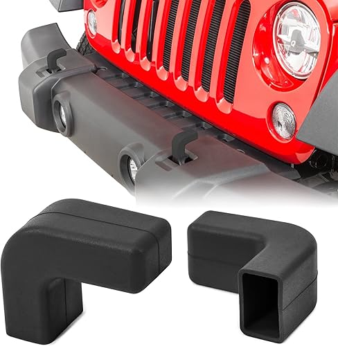 Miniatura 1 de Quadratec Juego de 2 fundas de gancho de remolque de parachoques de fábrica, color negro, se adapta a Jeep Wrangler JK, JL, Gladiator JT 2007-2023,
