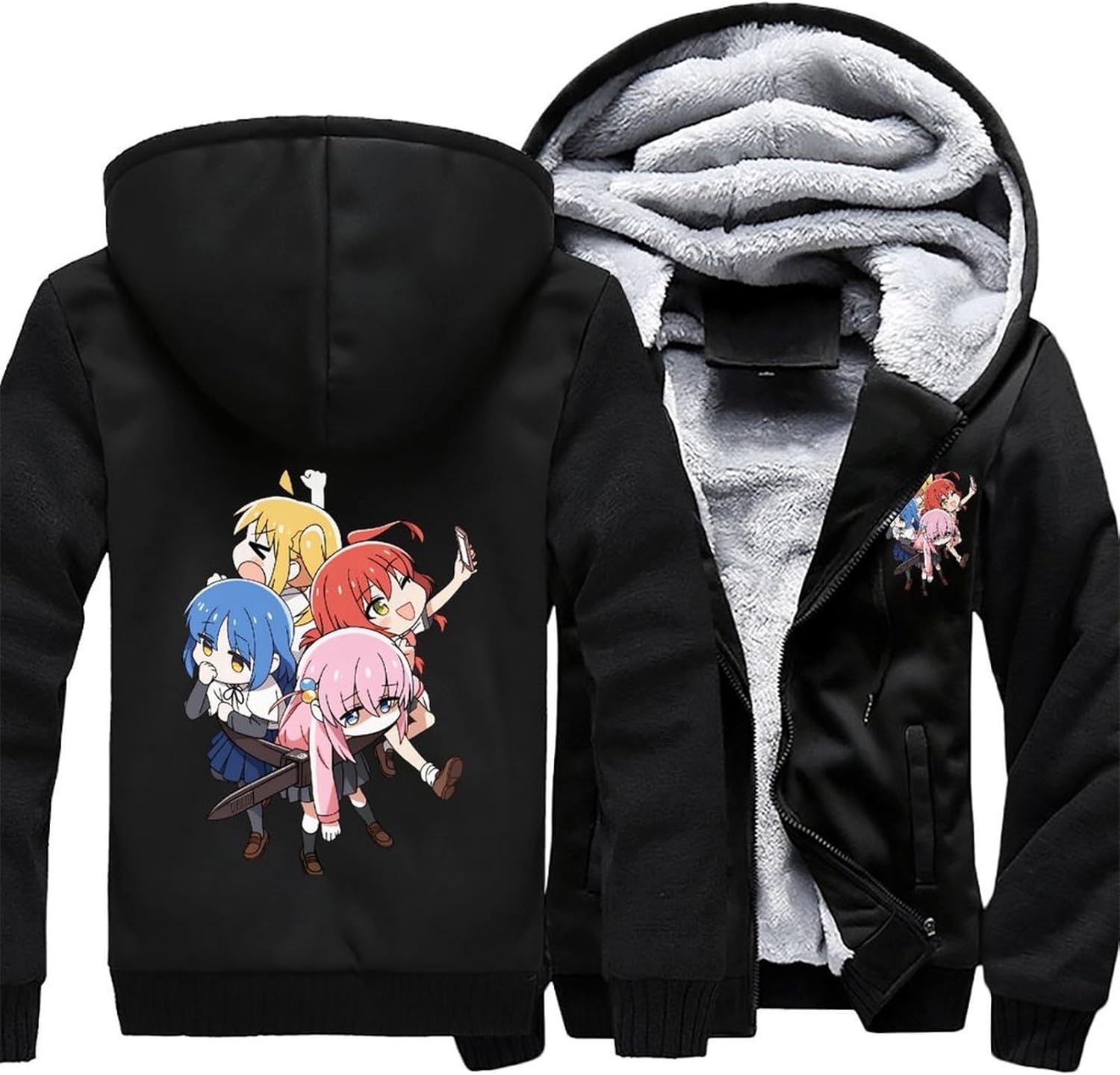 [WMSZDNB] ぼっち・ざ・ろっく！ パーカー メンズ ジップアップパーカー トレーナー 裏起毛 大きいサイズ 厚手 防寒 暖か