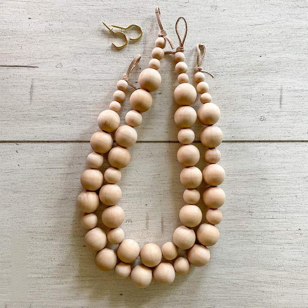 1 Pair Natural Wood Bead Curtain Tie Backs, Nordic Wooden Bead Curtain Straps Gift Curtain Tieback | Suitable for Courtyards, Nurseries, Living Rooms, Kitchens, Baby Tooms, Home Offices(size:2pcs) - Image 4