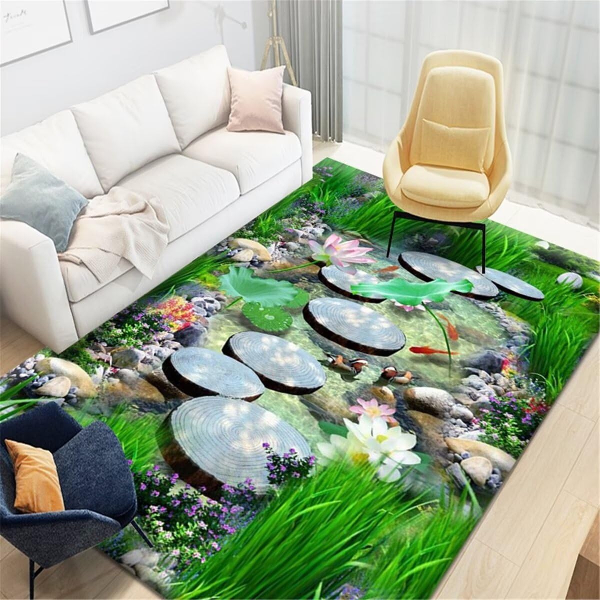 Tapis de jeu bébé anti-décoloration grand tapis salon paysage vert