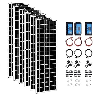 400ワットのソーラーパネル、2X200Wのフレキシブルソーラーパネルモジュールキット、ホームキャンパー用の40Aコントロを備えた単結晶バッテリー充電器,白,6x200w