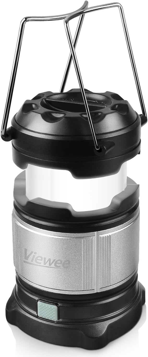 Viewee LED Camping Lantern Portable Outdoor Flashlights with USB Chargeable Batteries Adjustable Brightness (Collapsible, Black)