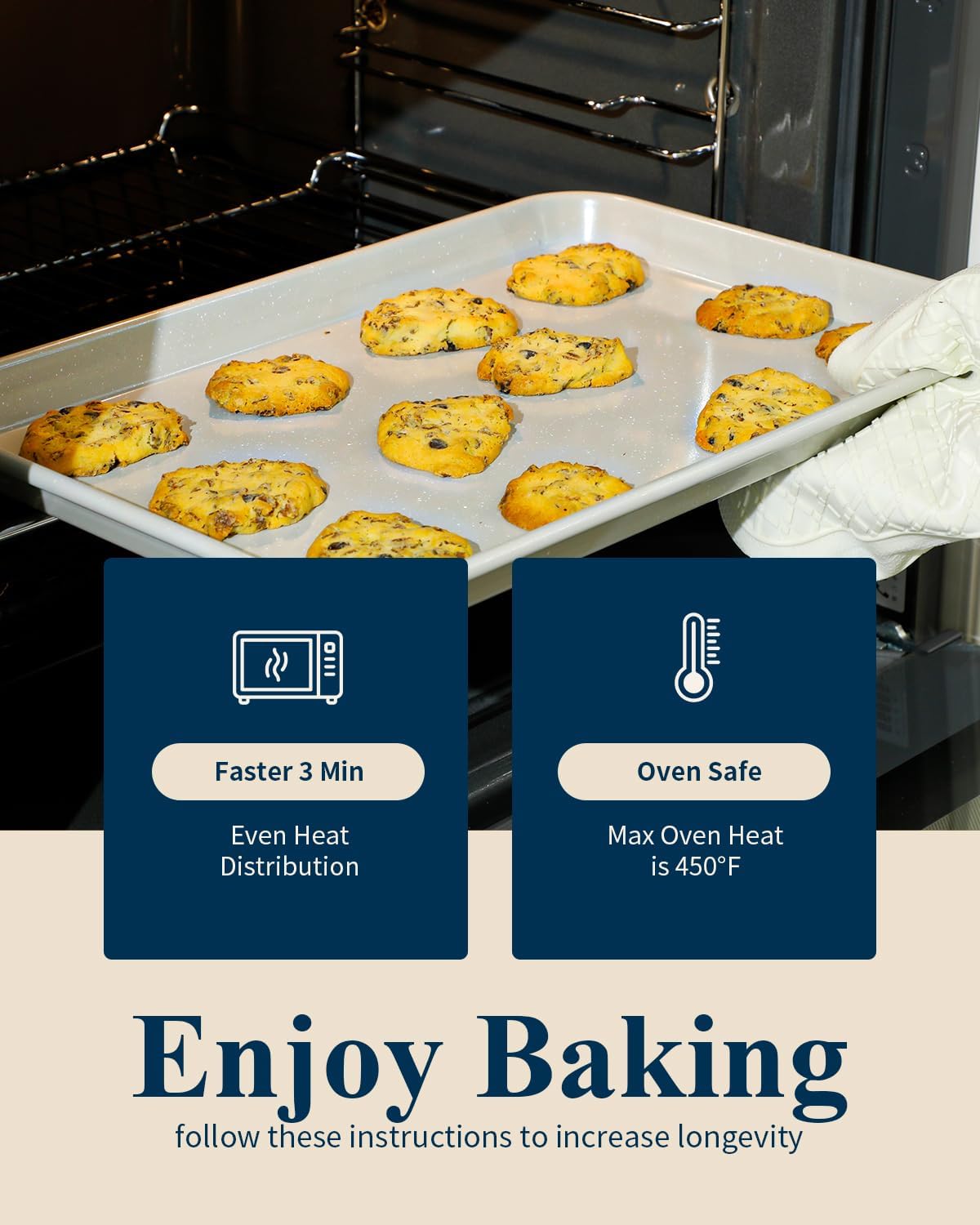 7PCS Nonstick Baking Sheet Set - 10x15in Jelly Roll Pan with Wire Rack, Silicone Spatula & 4 Cookie Cutters, Thickened Carbon Steel, Oven Safe 450°C, Salted Gray - Image 7