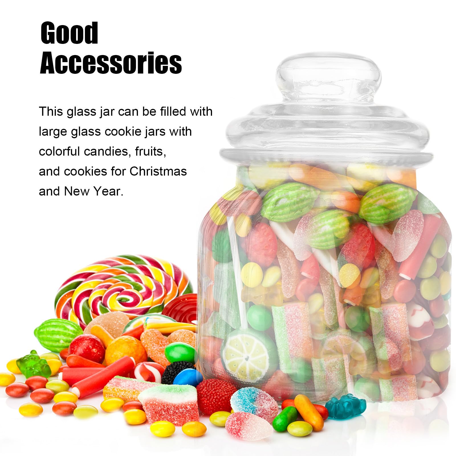TOYANDONA Contenitori Coperchio Ermetico Set 2 Barattoli da 650ml in Vetro per Snack e Dolci per Feste e