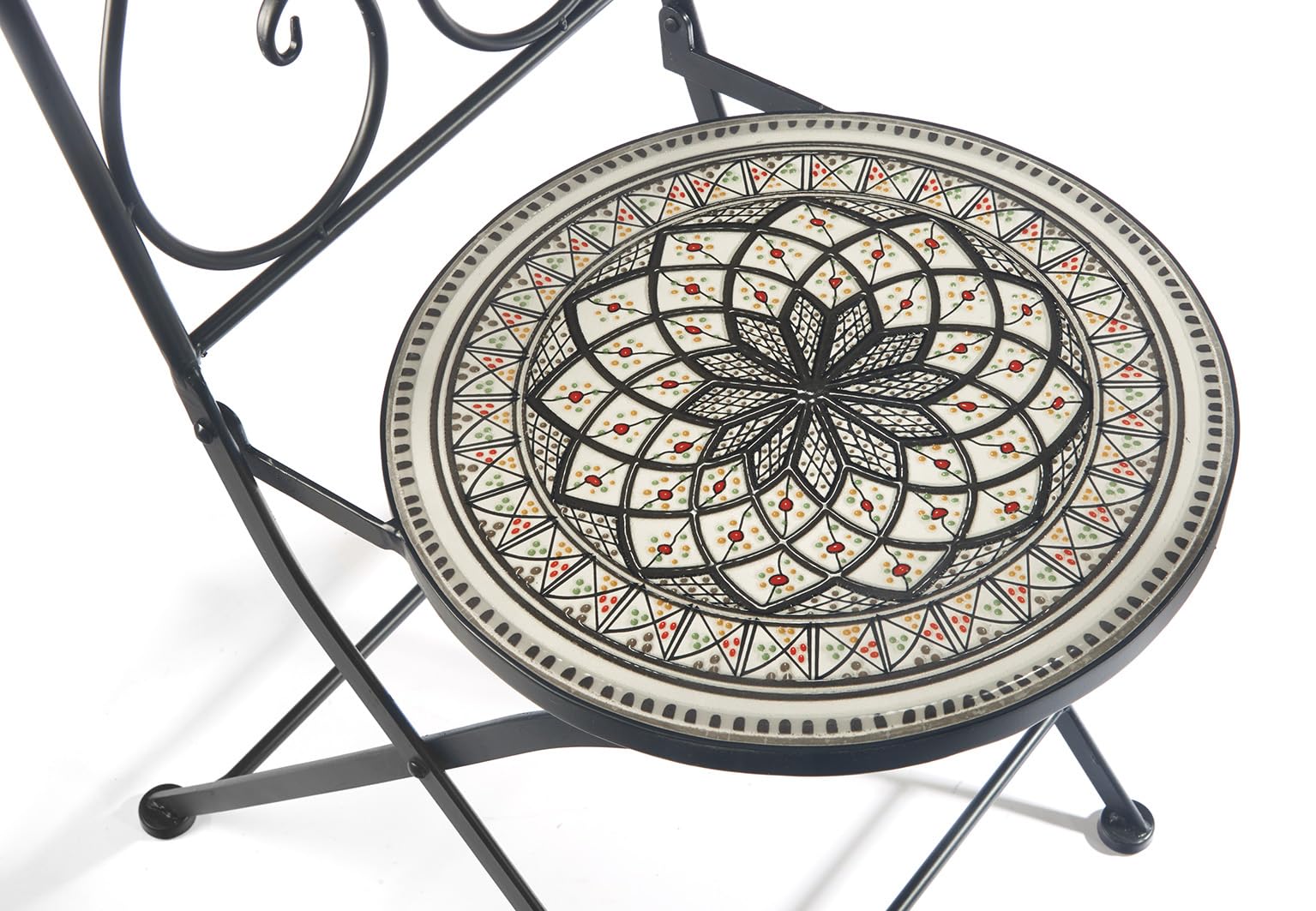 Kobolo Gartenstuhl Klappstuhl Metallstuhl Mosaikoptik 90 cm Weiß-Grau