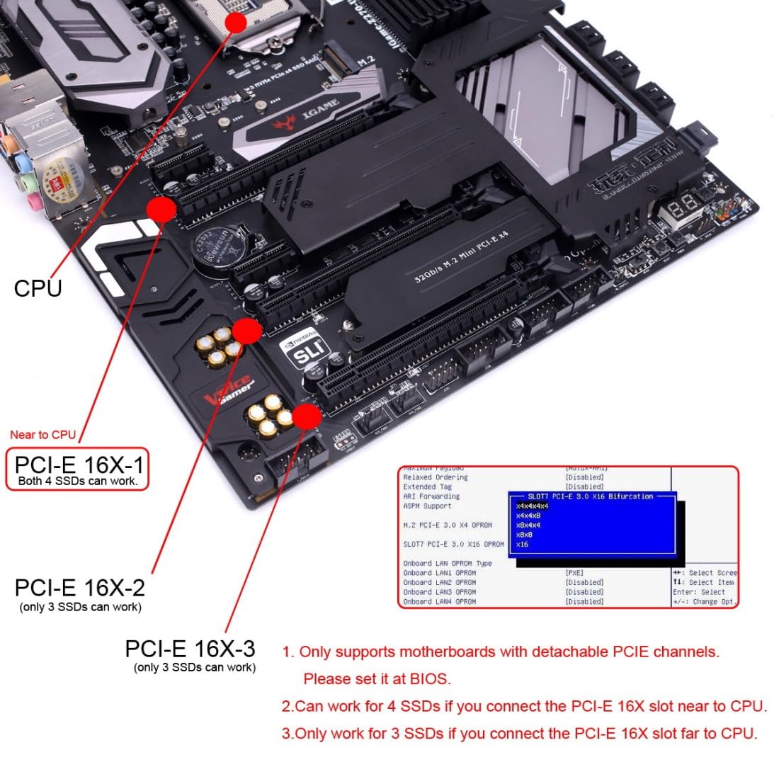 chenyang 4 Port M.2 NVME to PCle 5.0/4.0/3.0 X16 Adapter, NVME/AHCI SSD to PCIe Expansion Card Support 2230/2242/2260/2280MM