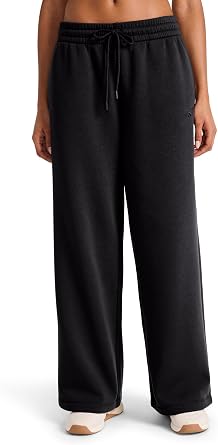 Reebok Womens Tonal Wide Leg Sweatpant, Standard Fit, 30 Inseam, Midweight Cotton-Poly Fabric